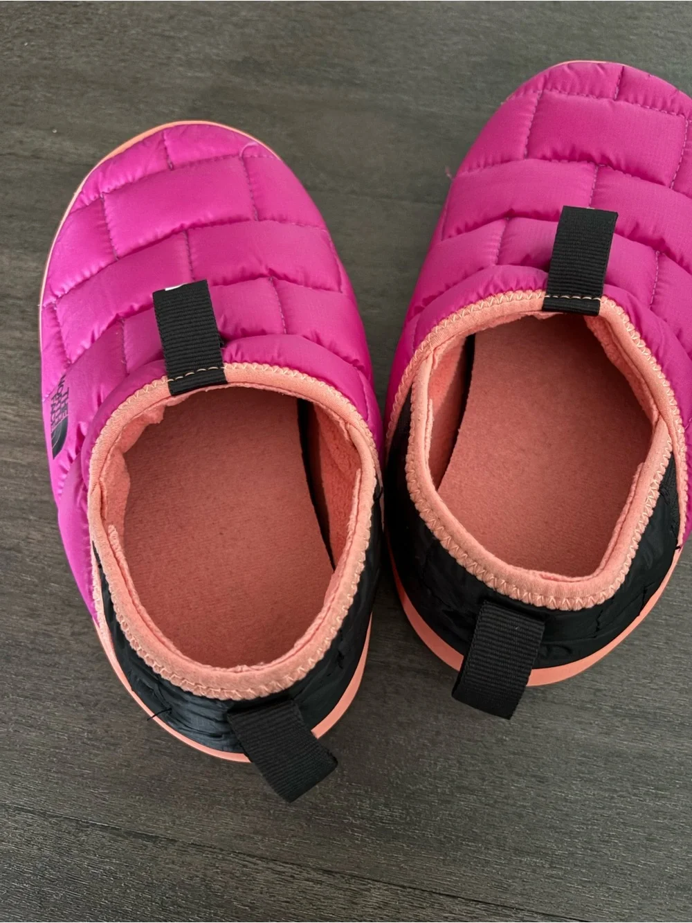 The North Face Kids' Pink Insulated Slip-On Shoes size 3 girls.